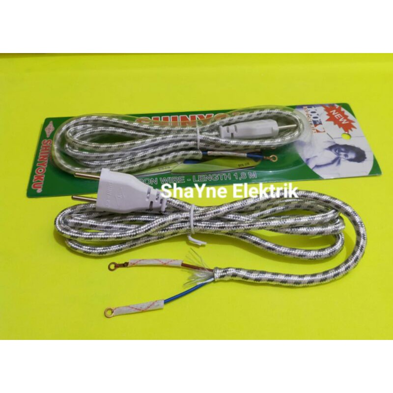 Kabel Setrika Shinyoku Universal  Arde Gepeng 2 Kabel 1.8 Meter