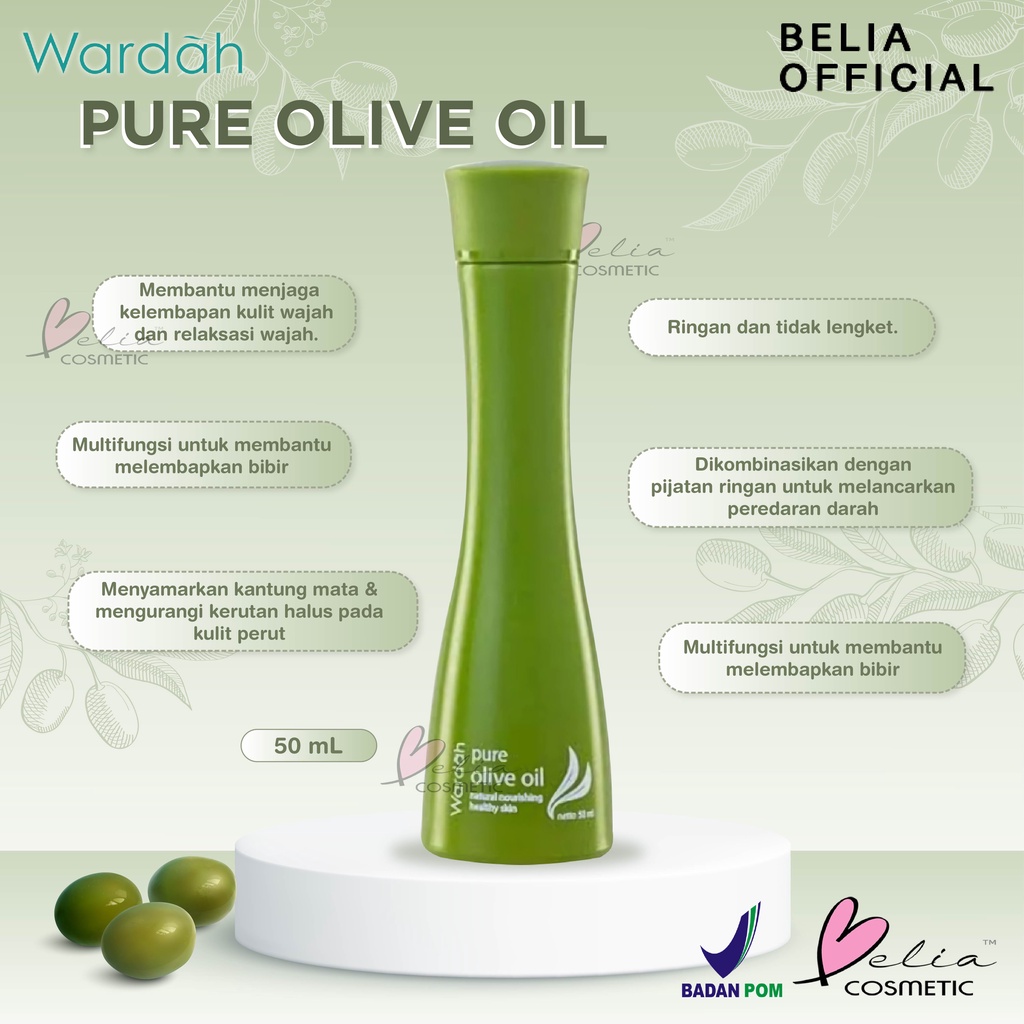 ❤ BELIA ❤ Wardah Pure Olive Oil | Minyak Zaitun 50ml (✔BPOM)