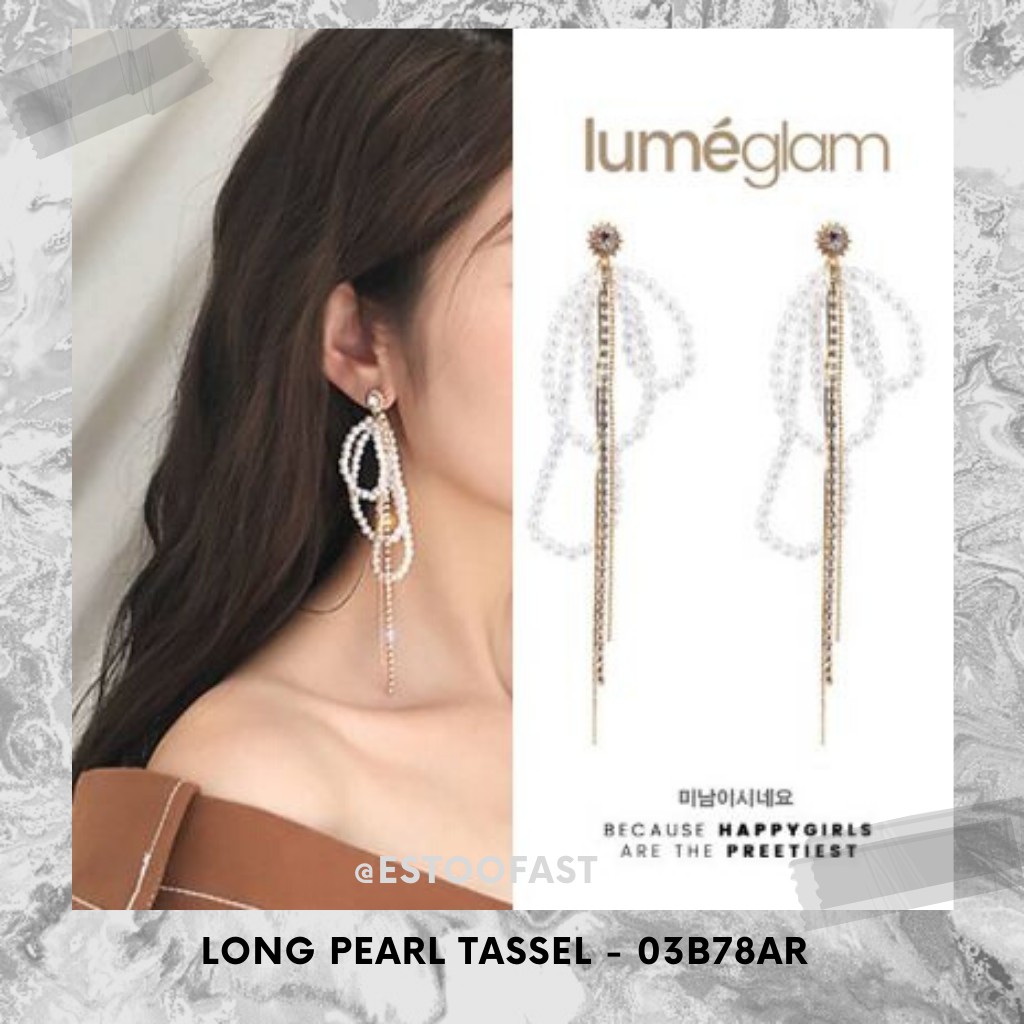 Anting Tusuk Mutiara Tassel Emas SIlver Panjang