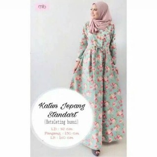 Gamis Katun Jepang Motif Bunga Shopee Indonesia