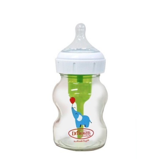 Dr.Brown's Glass Options+ Wide Neck Bottle With Elephant Deco Botol Susu Kaca 5oz / 150ml
