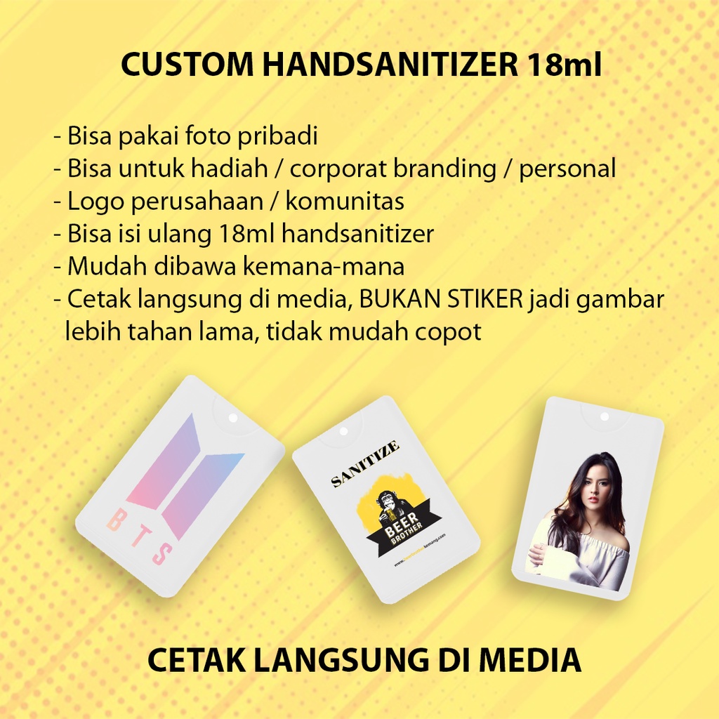 Hand Sanitizer Pocket Spray Custom Gambar Suka Suka Putih