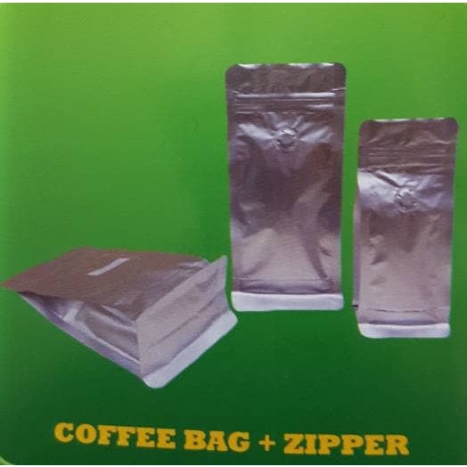 

ds011css Coffee Bag/Kemasan Kopi Flat Bottom (Valve + Zipper) Uk 10X20X5 Cm Ds20X11