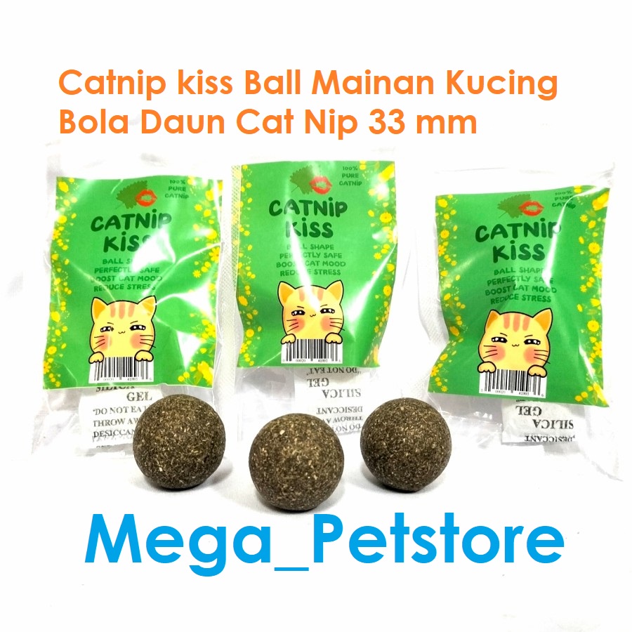 Cat Nip Kiss Ball Mainan Kucing Bola Daun Catnip imp size 3.3 cm