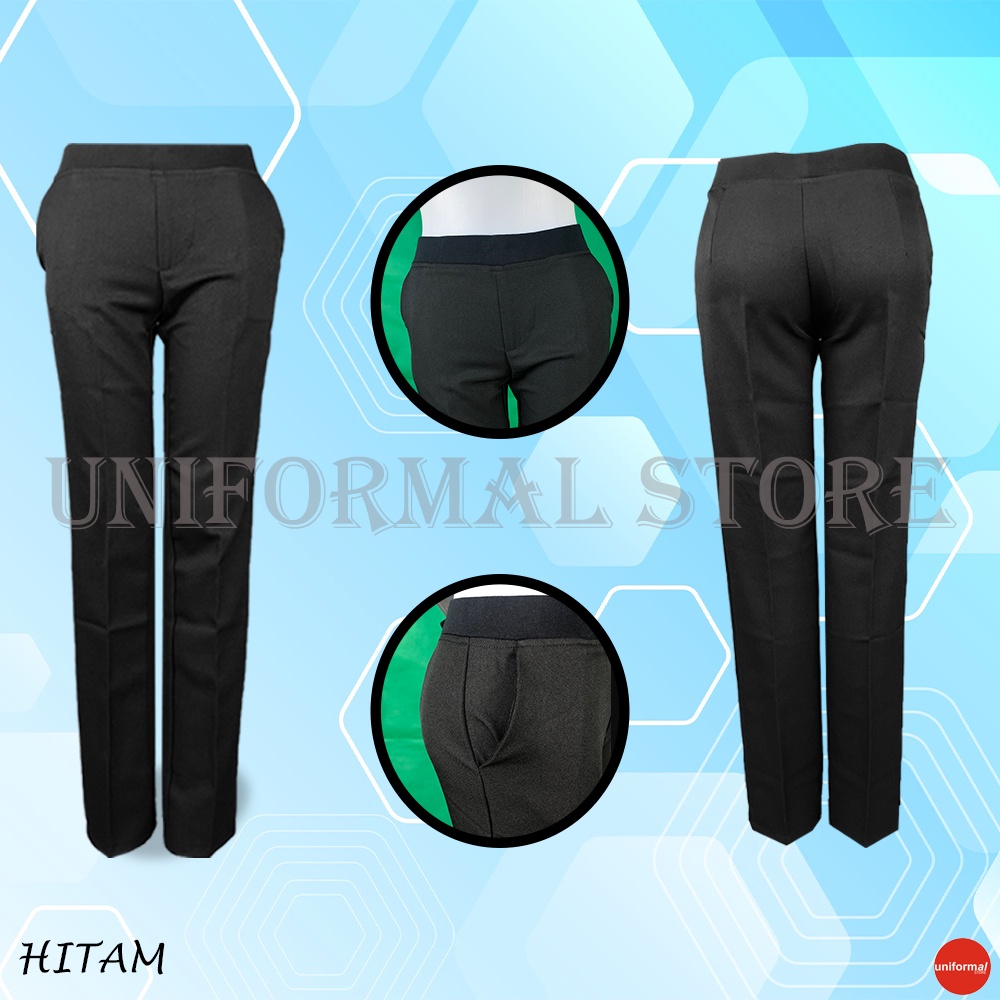 Celana Kantor Wanita, Celana Kerja Formal Bahan Model Pinggang Karet Ukuran M - 5L JUMBO Bahan Gabardine Premium 6 Warna / Dasar / Formal / Kantor / Kantoran / Lurus / Slimfit / Allia / The Executive / Termurah / Terlaris Murah Original / Elizabeth Pants