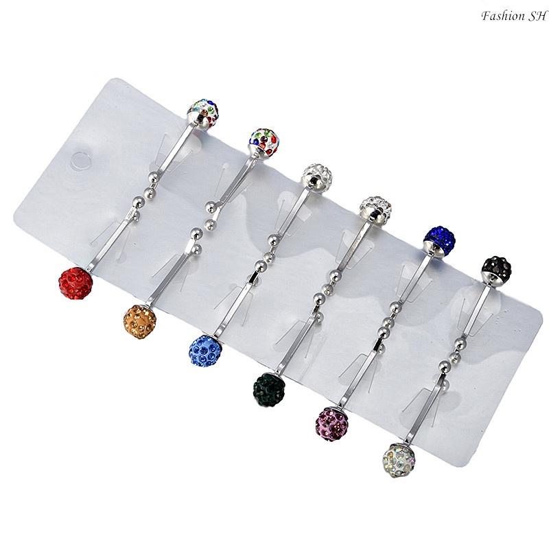 12pcs bros Pin Bola Kristal Warna Campur Untuk Hijab Turki M20022