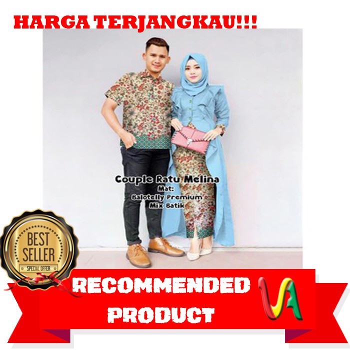 Promo COUPLE RATU MELINA BIRU TA SL Batik couple balotelly biru muda Limited