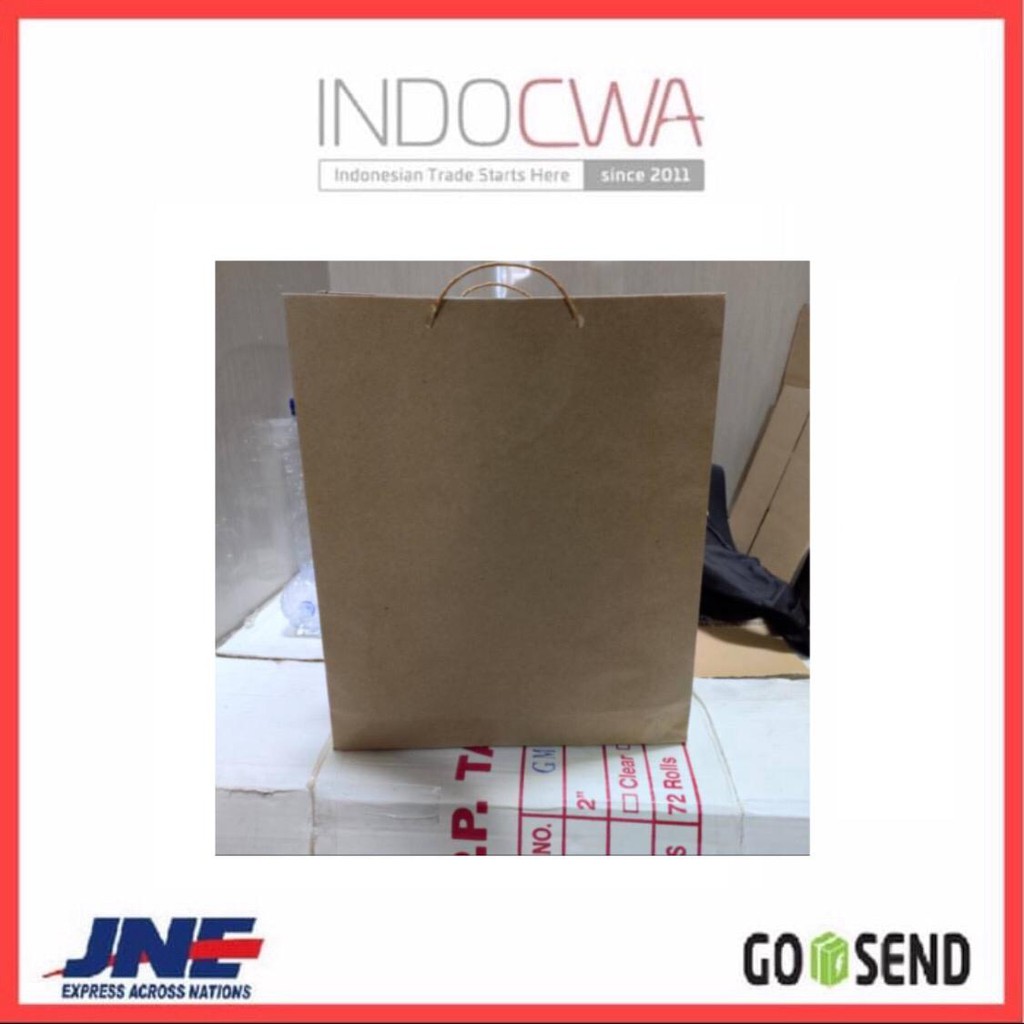 

Tas Kertas / Paper Bag Polos Tali Rotan UK 27 x 7 x 32