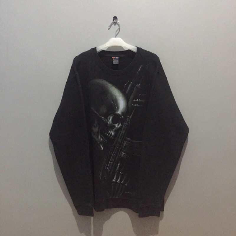 ogabel skeleton with gun sweatshirt - size xl