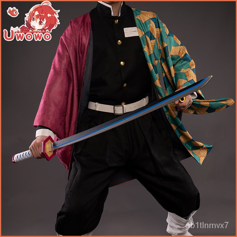 Uwowo 【Ready Stock】Demon Slayer Kimono Tomioka Giyuu Costume Cosplay Clothing Haori Uniform