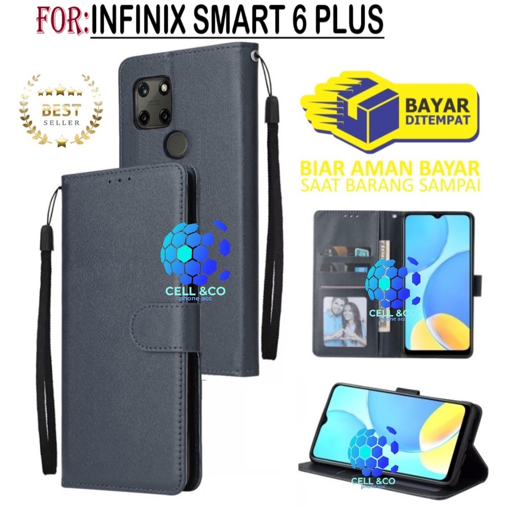 NEW INFINIX SMART 6 PLUS CASE FLIP LEATHER WALLET PREMIUM FLIP CASE BUKA TUTUP KESING HP CASING FLIP CASE WALLET INFINIX SMART 6 PLUS