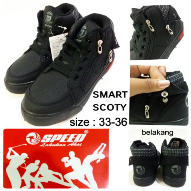 Sepatu sekolah anak speed smart scoty sepatu sekolah full black