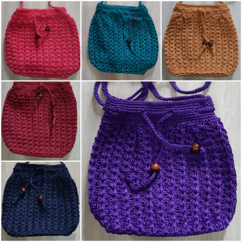 Tas gaul/ Tas gaul nilon murah/ Tas rajut nilon mini/ Tas selempang rajut wanita/ Tas nilon santai/ 