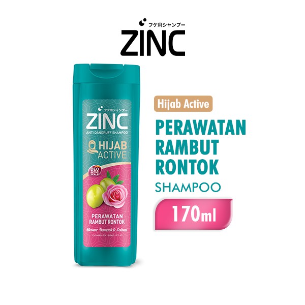 Shampoo Zinc Hijab Active Perawatan Rambut Rontok 170ml - Shampo Zink Anti Dandruff Ketombe Sampoo D