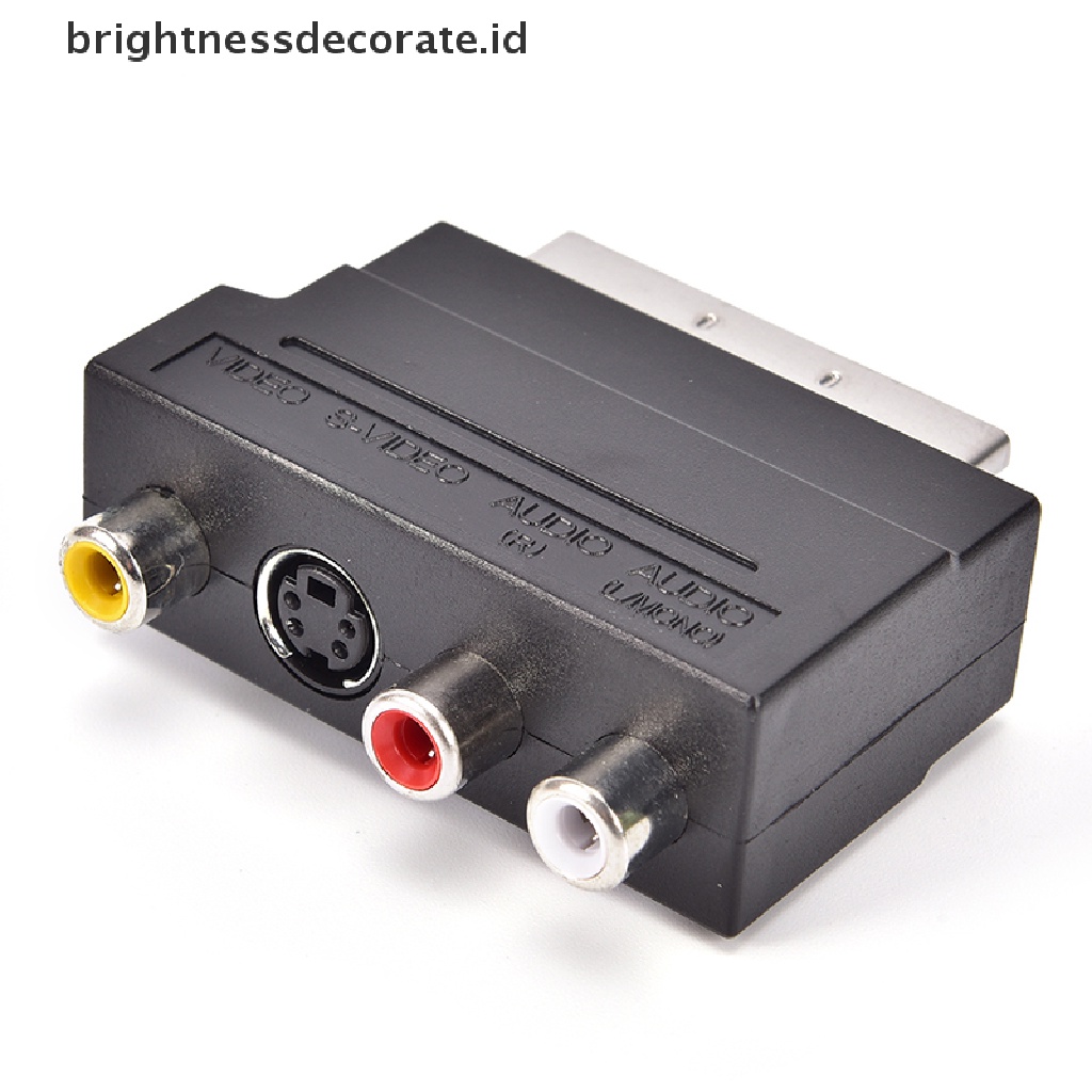 Adapter Scart Av Block Ke 3 Rca Phono Composite S-Video Dengan Switch In / Out Warna Emas