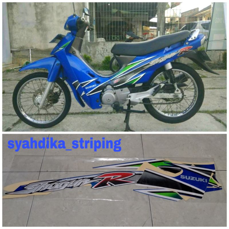 STIKER STRIPING SUZUKI SHOGUN R 110 2002 2003 BIRU