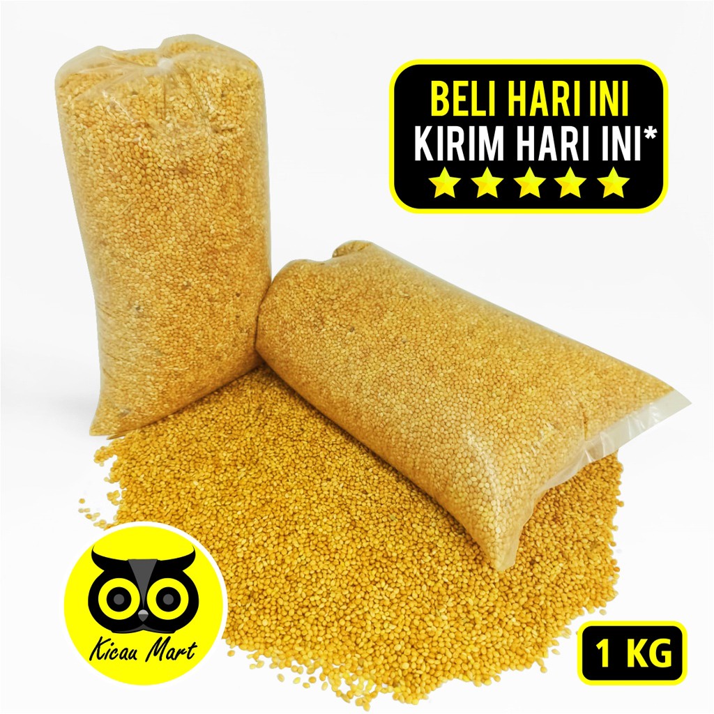 PAKAN MILET KUNING IMPORT GRADE A SEMPATI 1 KG YELLOW SEED SHORTIRAN BIJI MILET MILLET PAKAN BURUNG LOVEBIRD KENARI PARKIT PERKUTUT