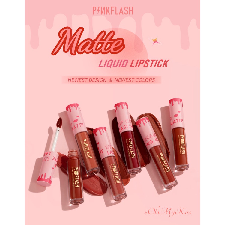 Celebshine PINKFLASH Lipstik Cair Matte Lembut Tahan Lama dengan Pelembab Pigmentasi Tinggi 24 Colors Celebshine