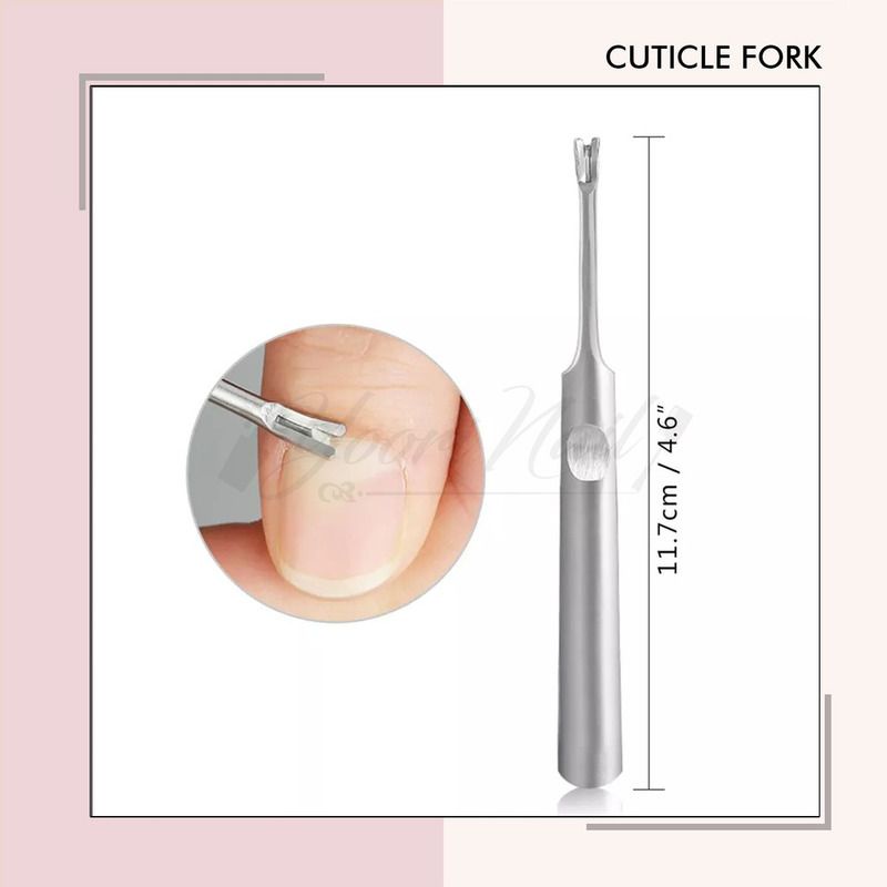 Cuticle fork nail art pemotong pendorong kutikula manicure lidah ular pedicure stainless steel