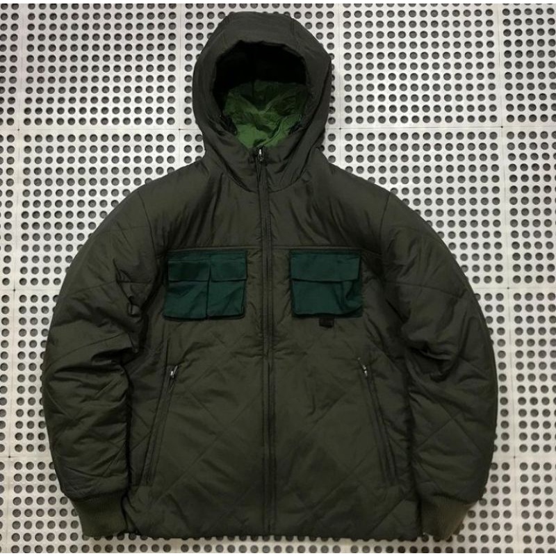 rework quilted hoodie jacket uniqlo olive