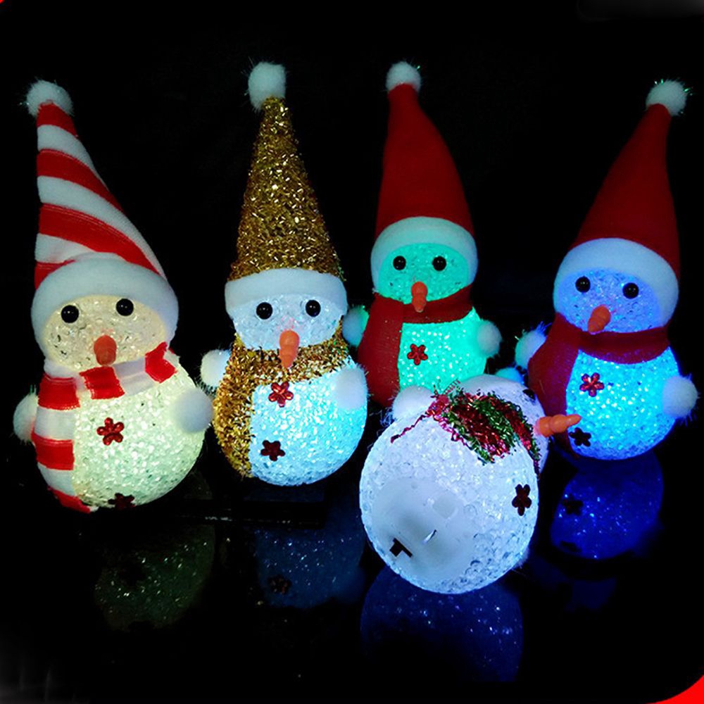 Ornamen Lampu Led Desain Snowman Santa Claus Untuk Dekorasi Pesta Natal