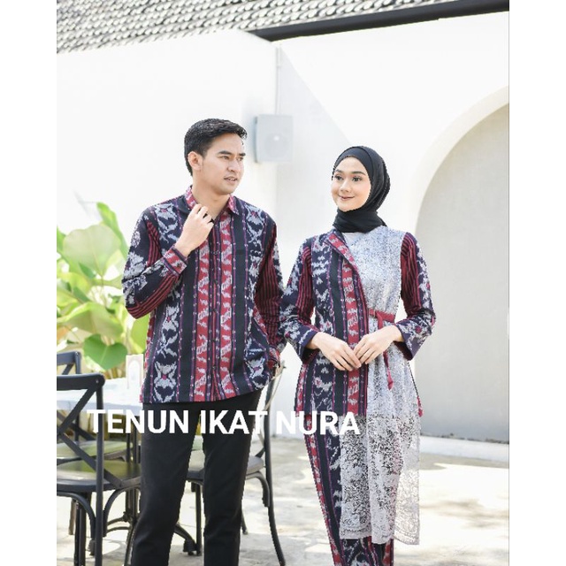 Couple Tenun Set Naura Brokat dan kemeja Full Tenun