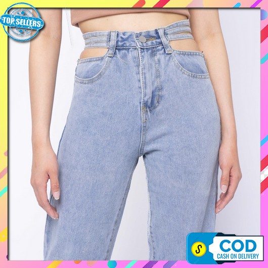 Celana Jins Korean Premium Sobek Clana Jeans Kulot  Ripped Jeans Clna Jens Cewek Clana Jeens Panjang