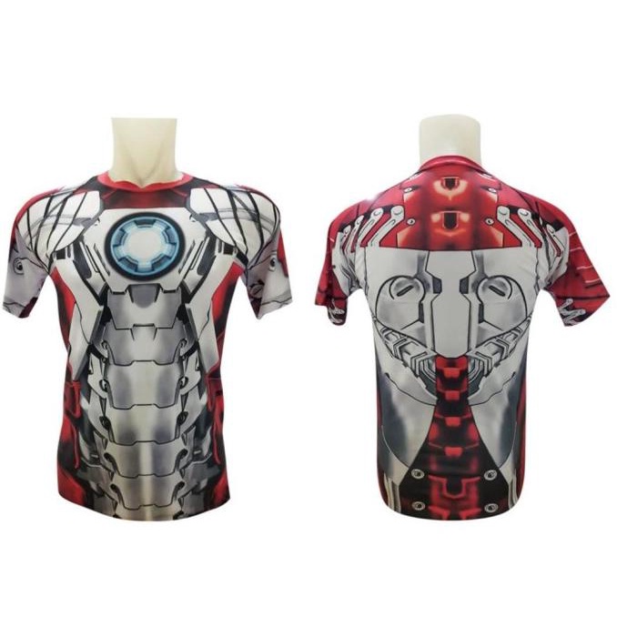 (DONE) KAOS MANSET BASELAYER IRON MAN SILVER OLAHRAGA GYM FITNESS SEPEDA BAJU EKSKLUSIF