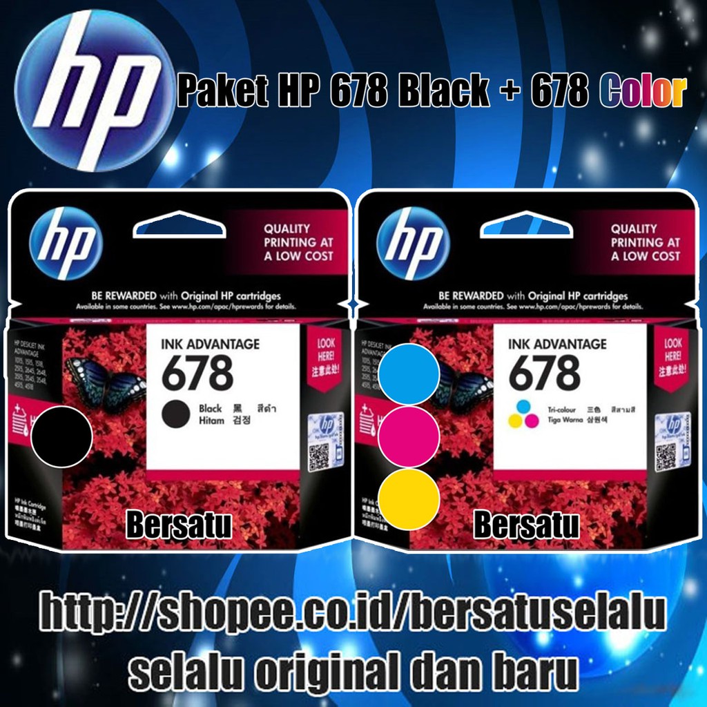 Tinta Catridge Ori HP 678 Black / HP678 Colour Cartridge Original