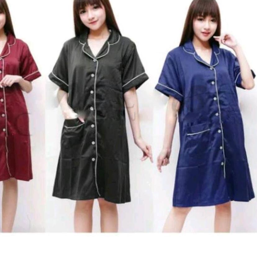 ➺ DASTER WANITA BAJU TIDUR SATIN SLEEPWEAR SILKY SUTERA HALUS HITAM PUTIH WANITA MAROON ●