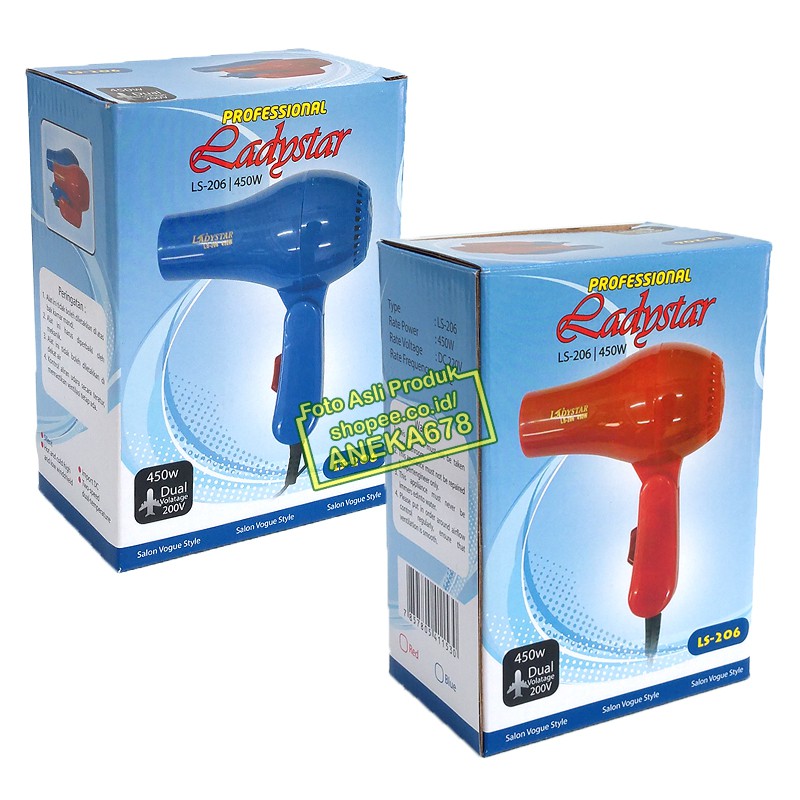 LADYSTAR LS-206 HAIRDRYER MINI LIPAT 450W HAIR DRYER