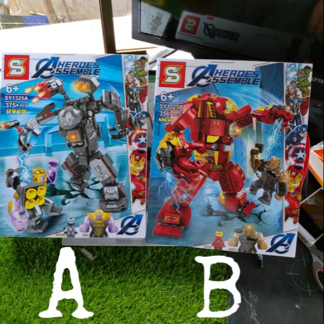 MARVEL HEROES ASSEMBLE LEGO AVENGERS HULKBUSTER IRON MAN WAR MACHINE THANOS