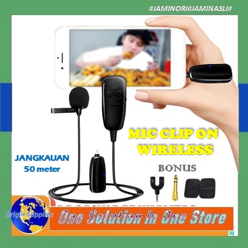 Microphone Mic Clip On Wireless Mic UHF ULtra High Frequency clip on wireless Smartphone Laptop Yout