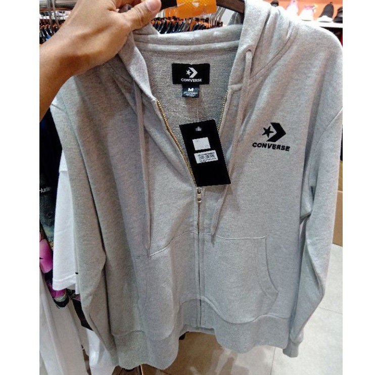 Converse Star Chevron EMB Full Zip  Hoodie Grey conlj1020035 Jaket Jacket Pria