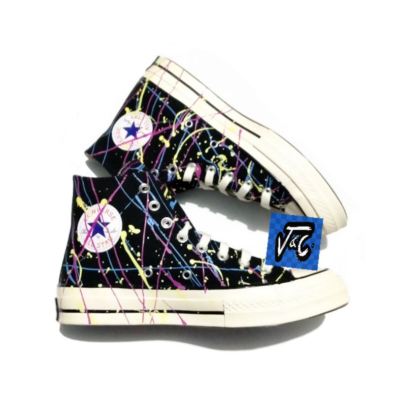 Sepatu Converse Chuck 70 70s Archive Print Paint Splatter Hi Black
