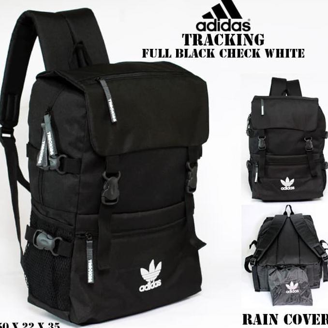 TAS RANSEL PUNGGUNG BACKPACK GENDONG OLAHRAGA ADIDAS TRACKING - HITAM PUTIH DIJAMIN KEREN