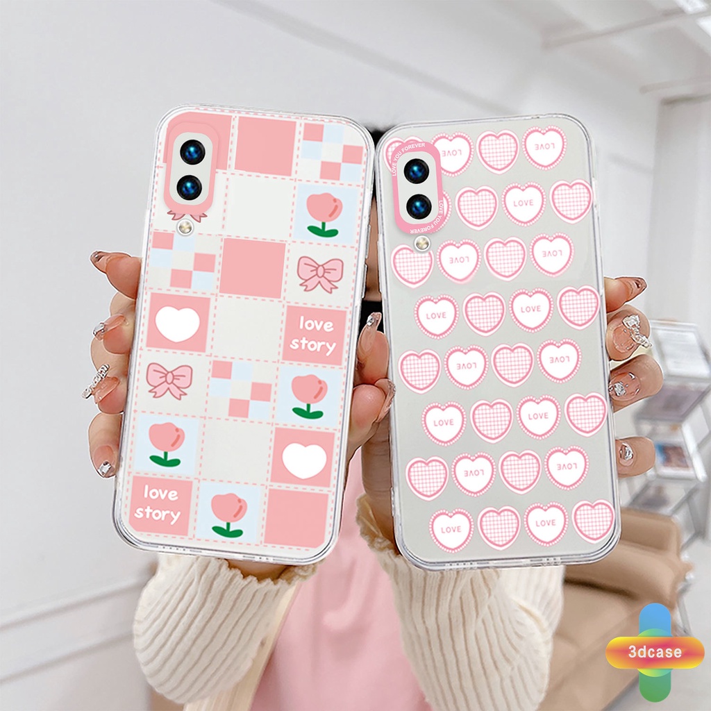 Soft TPU Case VIVO Y21S Y20S Y12i Y12S Y12 Y20 Y15S Y91C V23E Y16 V21 Y21 2021 Y21A Y21T Y30 Y33T Y01 Y91 Y30i Y93 Y95 Y15 Y17 T1 Y55 Y75 Y50 Y53S Y51 2020 Y51A Y10 Y33S Y1S Y11 Y31 Y20i Y91i Y51S Y20G Pink Love Heart Transparent Case