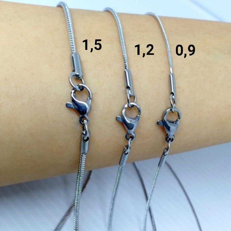 KALUNG TITANIUM SILVER KOTAK 1,2 DAN 0,9  FASHION PRIA WANITA