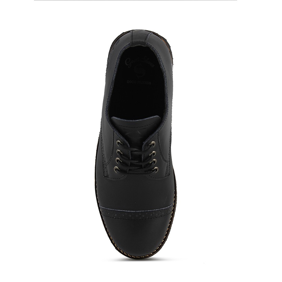 Sauqi Footwear Brightside Black Sepatu Casual Wingtif London Derby Sepatu Kulit Sapi Asli Murah