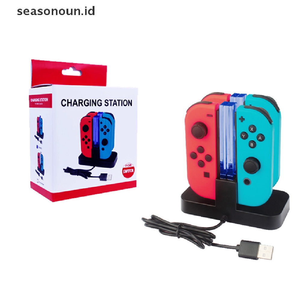 【seasonoun】 4 Joycon Charger LED Joy-con Fast Charg Dock Station for NintendoSwitch Joy Con .