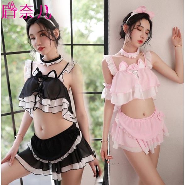 LI-40 nekomimi lolita maid cat sexy lingerie baju tidur wanita seksi cosplay