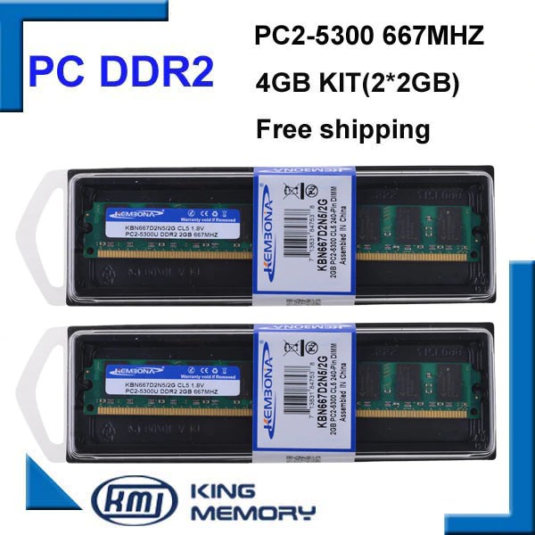 Free ongkir KEMBONA PC2-5300 Brand New Computer Longdimm Ram Memory Desktop DDR2 4GB 667Mhz 4G (Kit