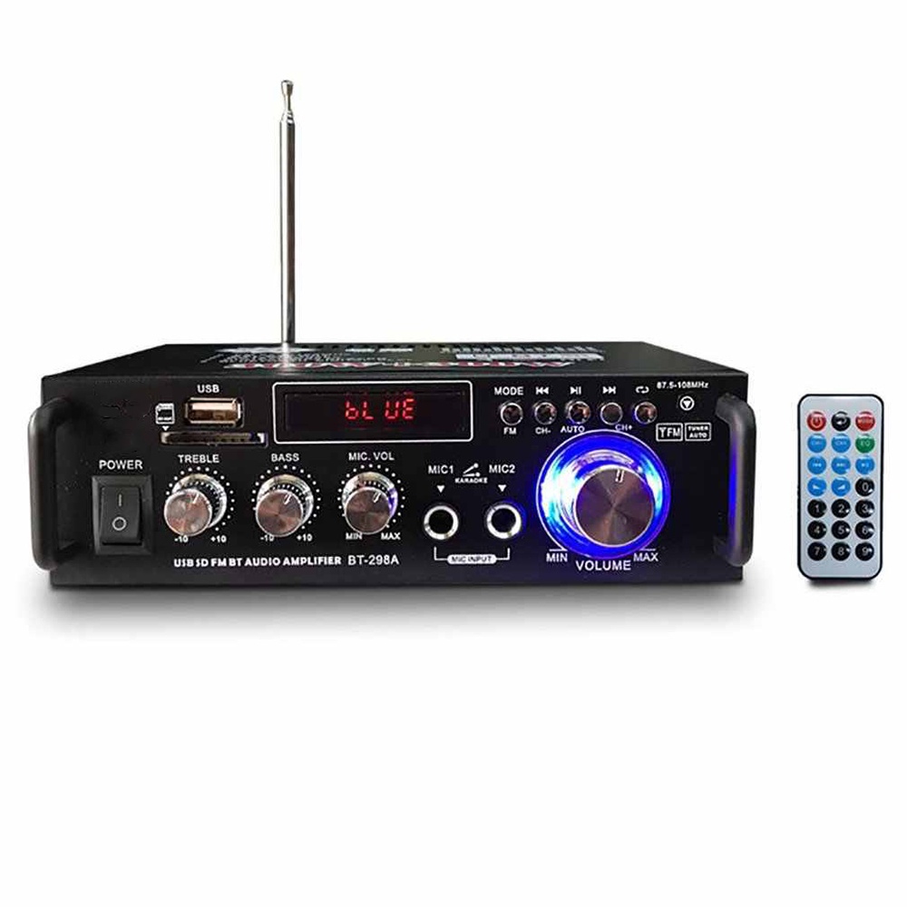 Amplifier Karaoke - Power Amplifier - Amplifier Bluetooth - Bluetooth EQ Audio Amplifier Karaoke Home Theater FM Radio 600W