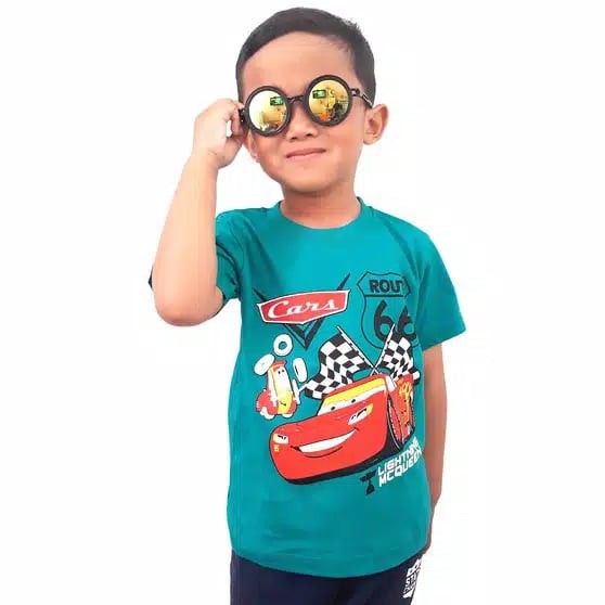 Kaos anak laki - laki motif karakter kartun LIGHTNING MCQUEEN ukuran 2-9 tahun