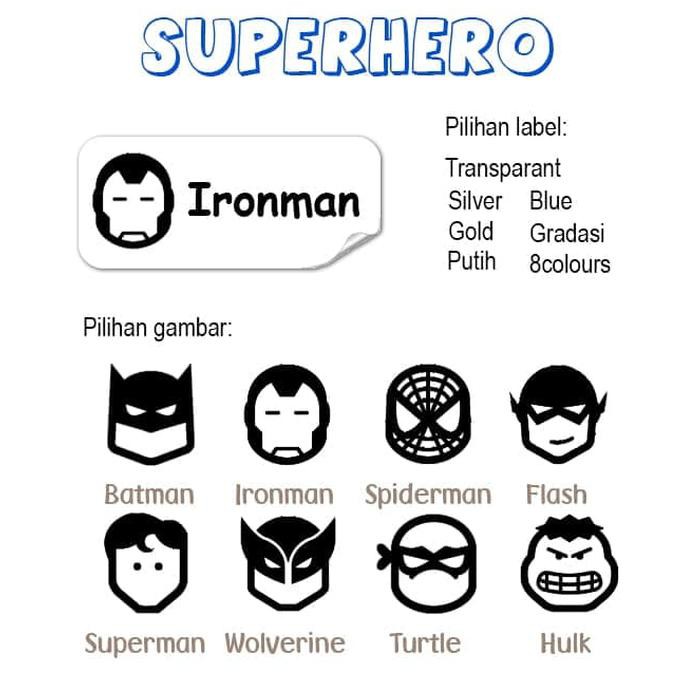 

Siap Kirim Superhero Medium Label Nama Waterproof. Name Stickers Marvel Disney Diminati Banget