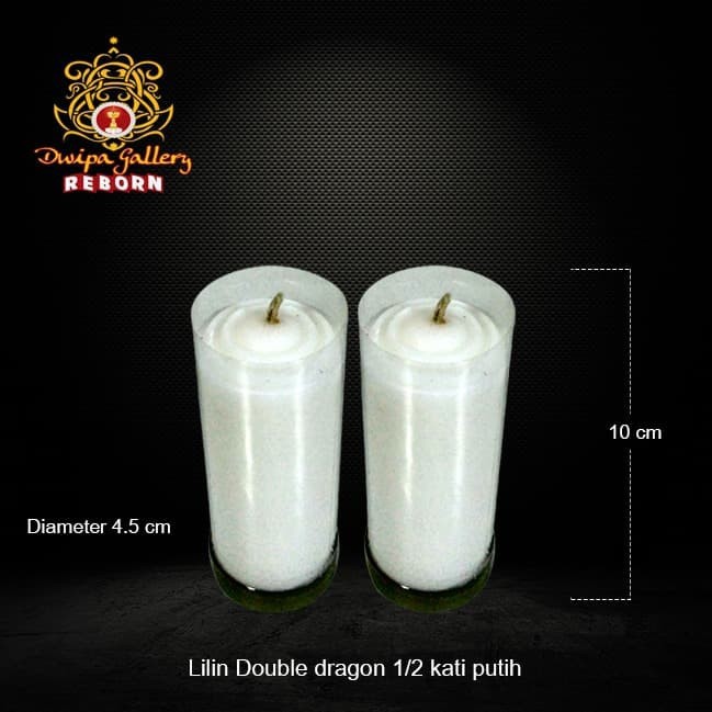 Lilin/Candle Puja Sembahyang Double Dragon 1/2 Kati Putih