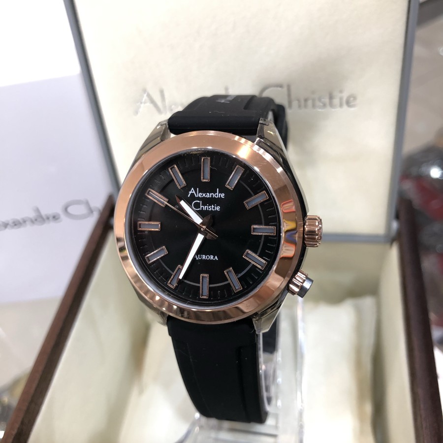 Jam tangan wanita ALEXANDRE CHRISTIE AC 2928 LH - Black rosegold
