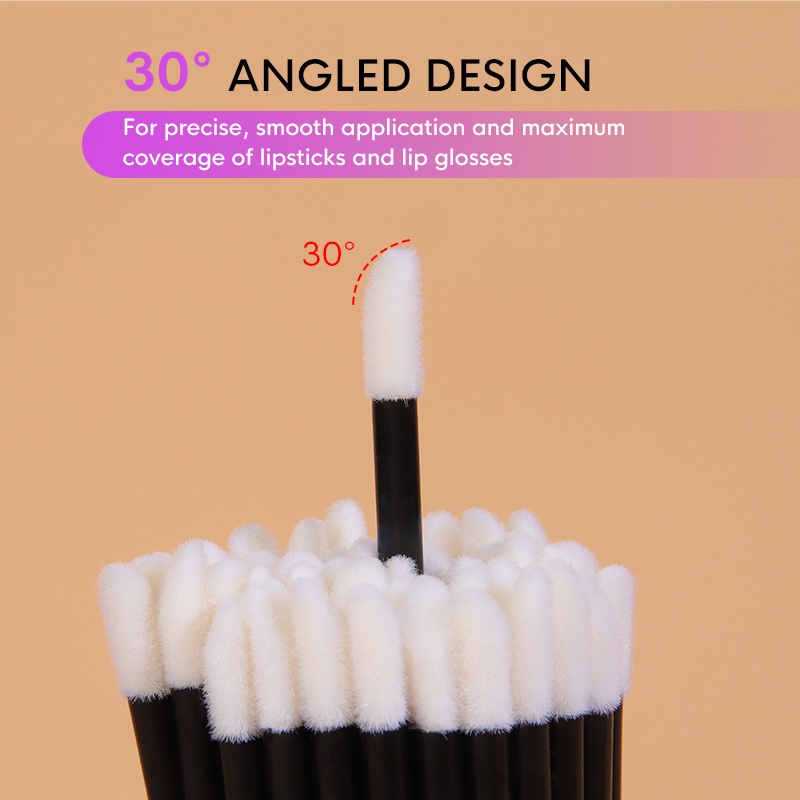 Genielash 50pcs / Set Brush Plastik Sekali Pakai Untuk Makeup / Kosmetik Wanita