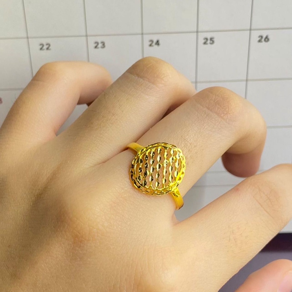 Cincin anak dan dewasa emas asli kadar 16k 70 lokal 65 kerawang lebar polos branded love bunga