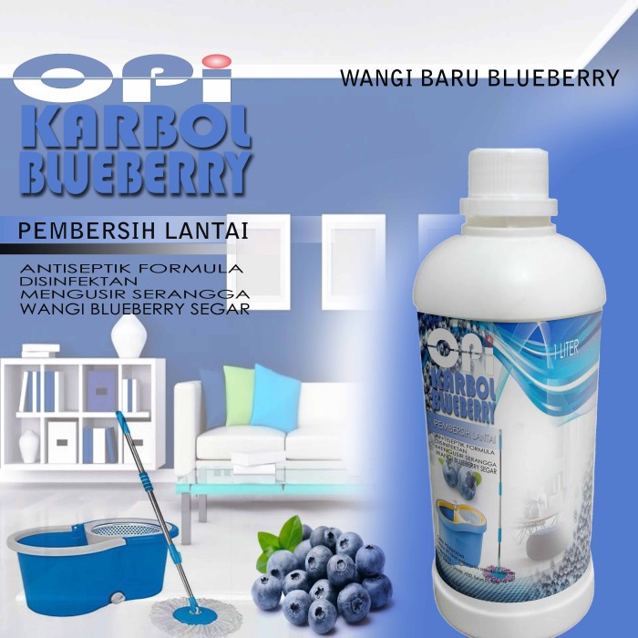 Karbol Blueberry 1 Liter dan Varian wangi lainnya putih susu segar Pewangi &amp; Pembersih Lantai Produk OPI baru Suplayer terpercaya sudah ada izin edar resmi by Oke sabun suplayer